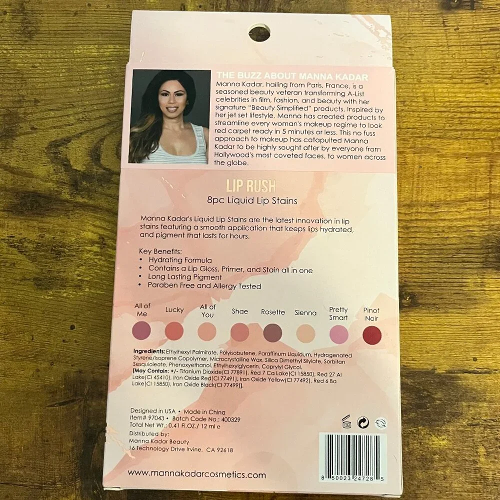 Manna Kadar Lip Rush - 8 Piece Set, Assorted Shades - Picture 2 of 5